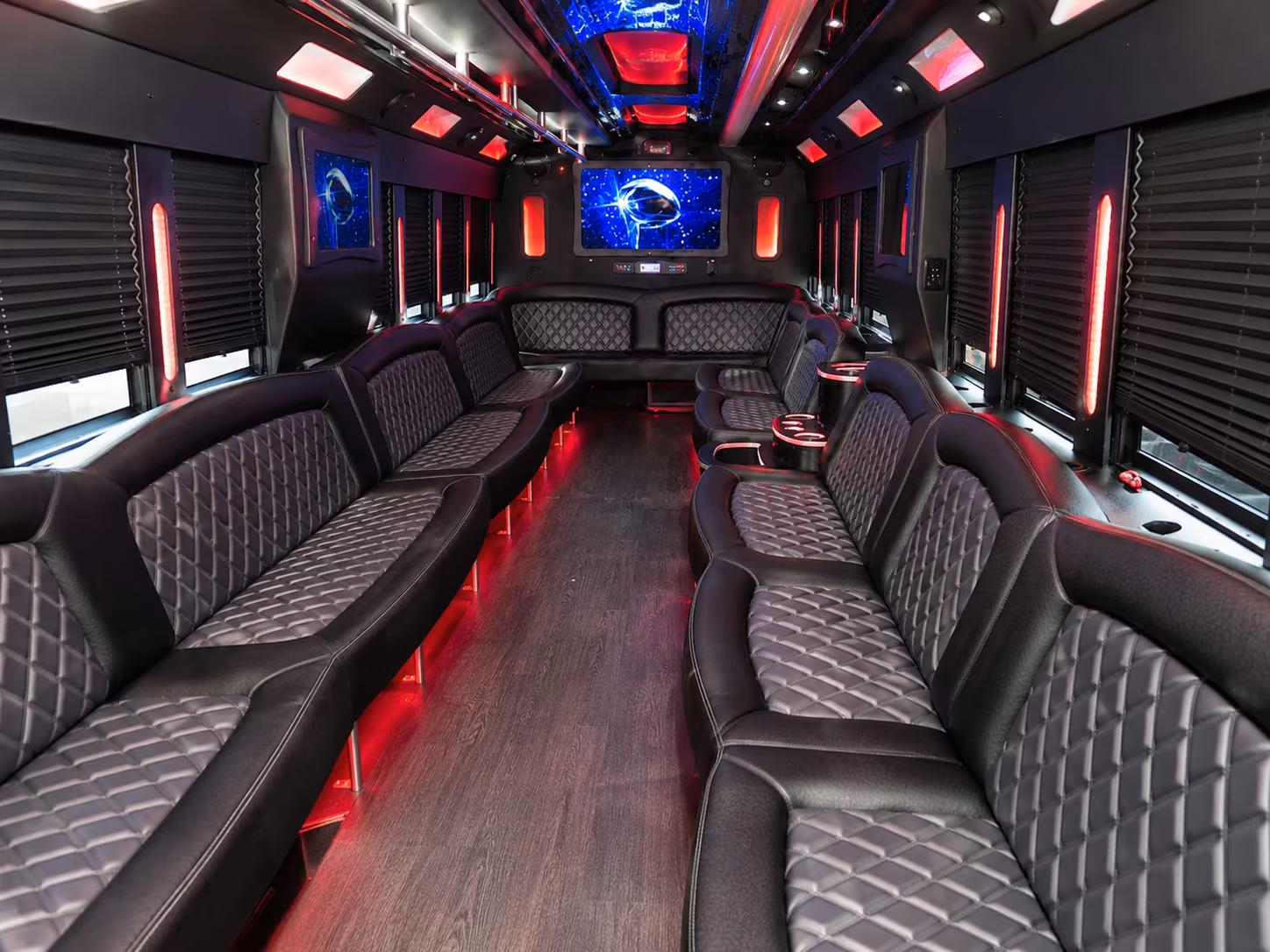 Atlanta Birthday, Sweet 16, & Quinceañera Transportation party bus interior